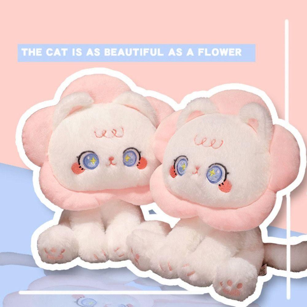 Animal Kitten Stuffed Doll Purple Cartoon Flower Cat Doll Flower Loop Cat Plush Toy  Room Decor