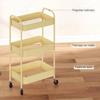 Serving Cart, Steel Trolley, 3 Perforated Shelves, 45 x 30.6 x 79 cm, Yellow