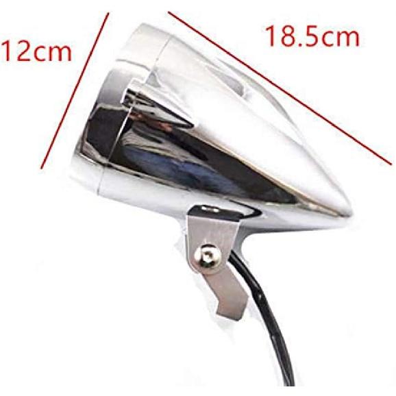 Motorcycle Headlight Motocross H4 LED Angel Eye Retro Headlight Lamp Scooter Offroad Cafe Racer Cruiser Chopper Touring (Chrome)