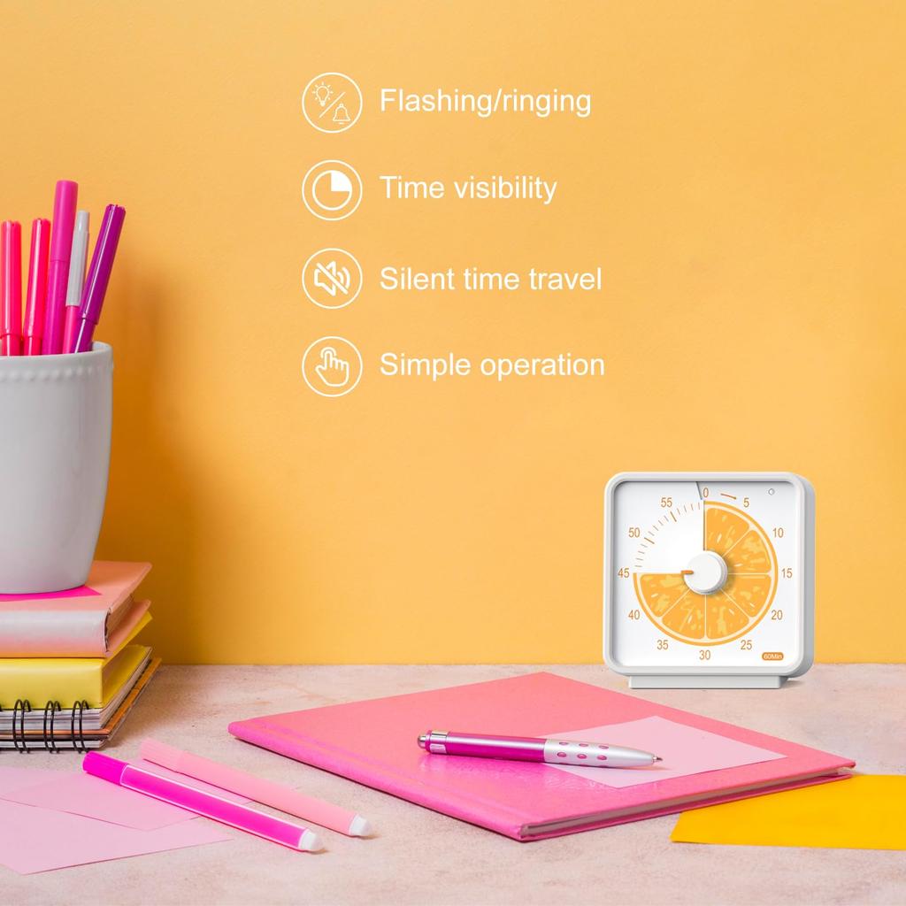 Conchstar Visual Timer for Children Silent Countdown Timer with Visible Ideal for Home Learning and School for Children with ADHD and Autism - Time,