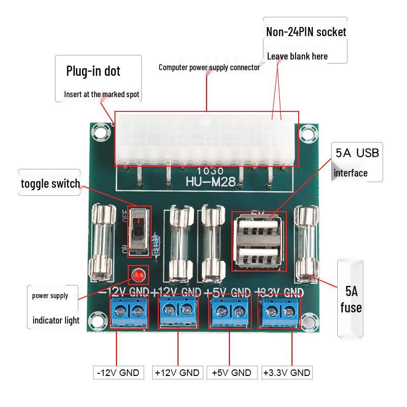 XH-M229 ATX Power Supply Adapter Board: Desktop Power Extraction Module