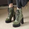 Mature Women's Boots Ankle New British Style Casual Boot 11.5CM Square Heel Metal Decoration Coarse Heel and Elegant Women Shoes