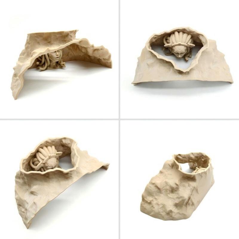 Shrimp Breeding Cave Hide Place Mythical Medusa Fish Tanks Decoration for Aquariums With Mythological Artwork