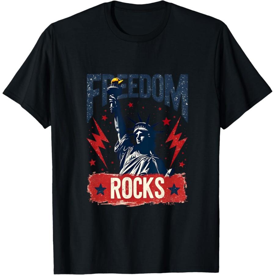 

Ретро футболка со статуей Свободы на 4 июля, забавная футболка «Свобода рулит» XXXXXL чёрный