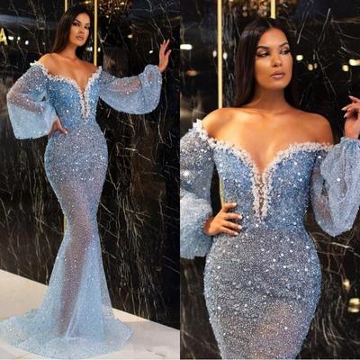 فستان نسائي كاجوال جديد لفصل الربيع والصيف، بتصميم أوروبي وأمريكي، بياقة V مزينة بالذهب المتلألئ، بتصميم ذيل السمكة الشفاف، مناسب للسهرات