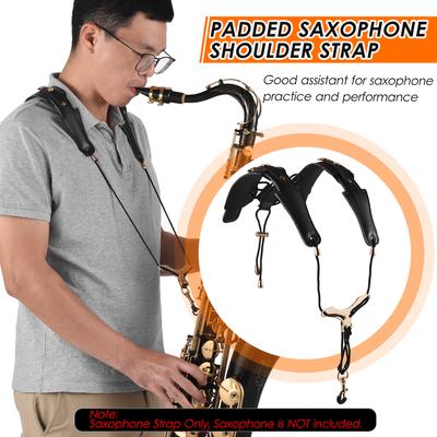 Regulowany pasek do saksofonu Pasek na saksofon Wyściełany pasek na ramię do saksofonu Skórzany pasek na saksofon Metalowy haczyk do saksofonów altowych Klarnet