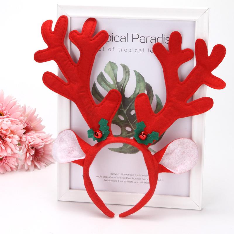 

Red and Brown Christmas Antler Headband with Bells and Ears - 2026 Edition