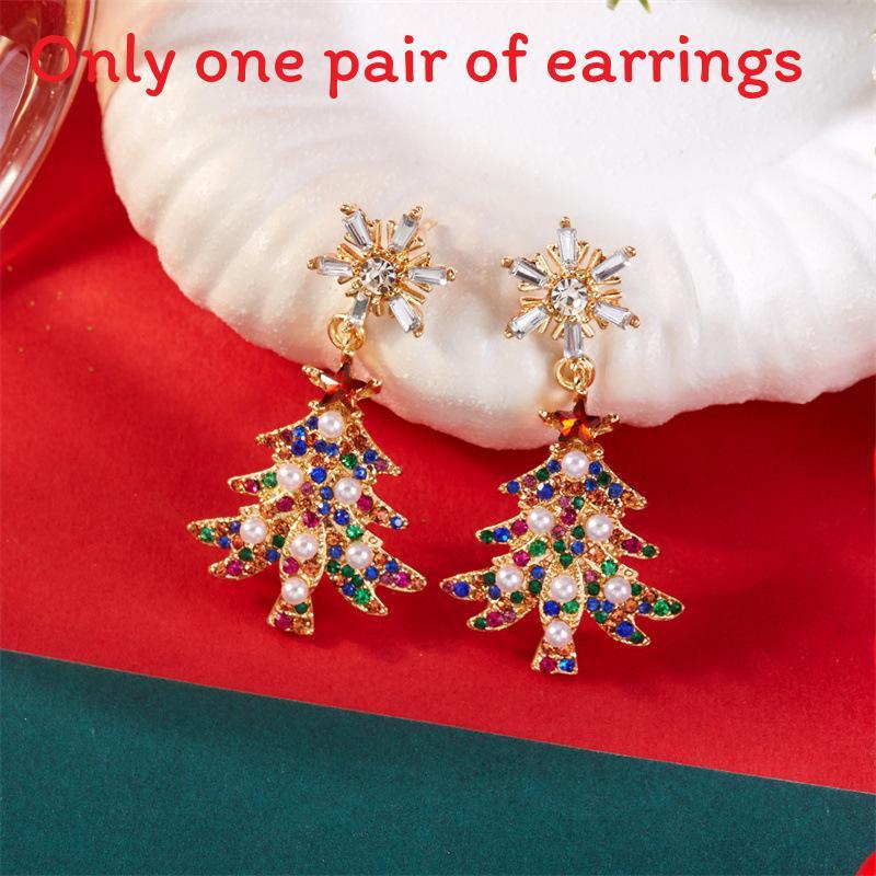 

Christmas Snowflake Earrings With Colorful Bell And Glittering Accents For Holiday Festivities Gold
