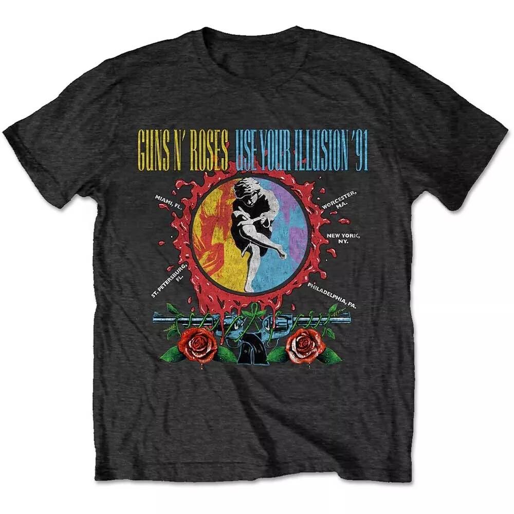 Hot Guns N Roses Band Retro Distressed Rock Loose Brand Oversized Loose Tshirt