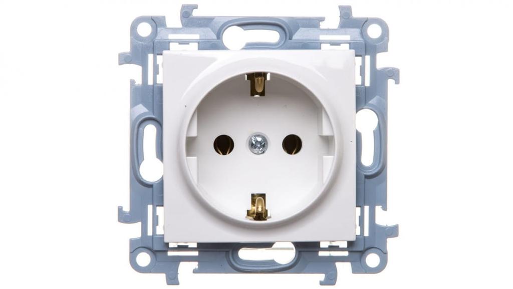Simon 10 Gniazdo Pojedyncze Schuko Białe 16A 250V Ip20 Cgsz1.01/11
