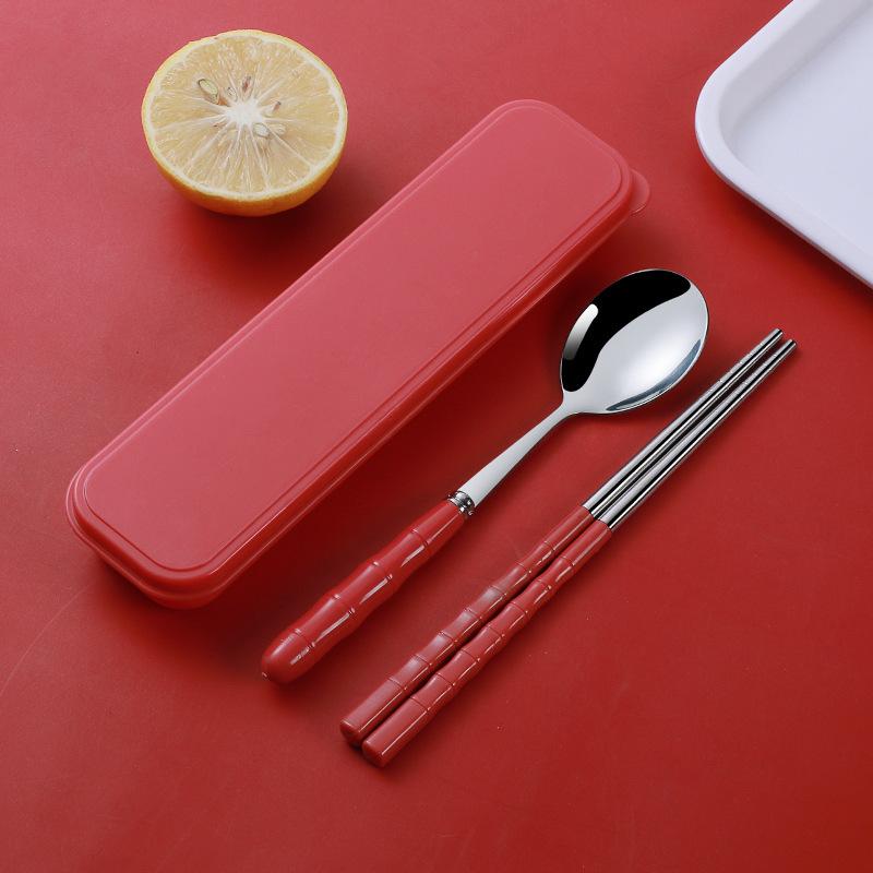 Stainless Steel Cutlery Set Spoon Fork Chopsticks Set with Box Case Travel Cutleries
