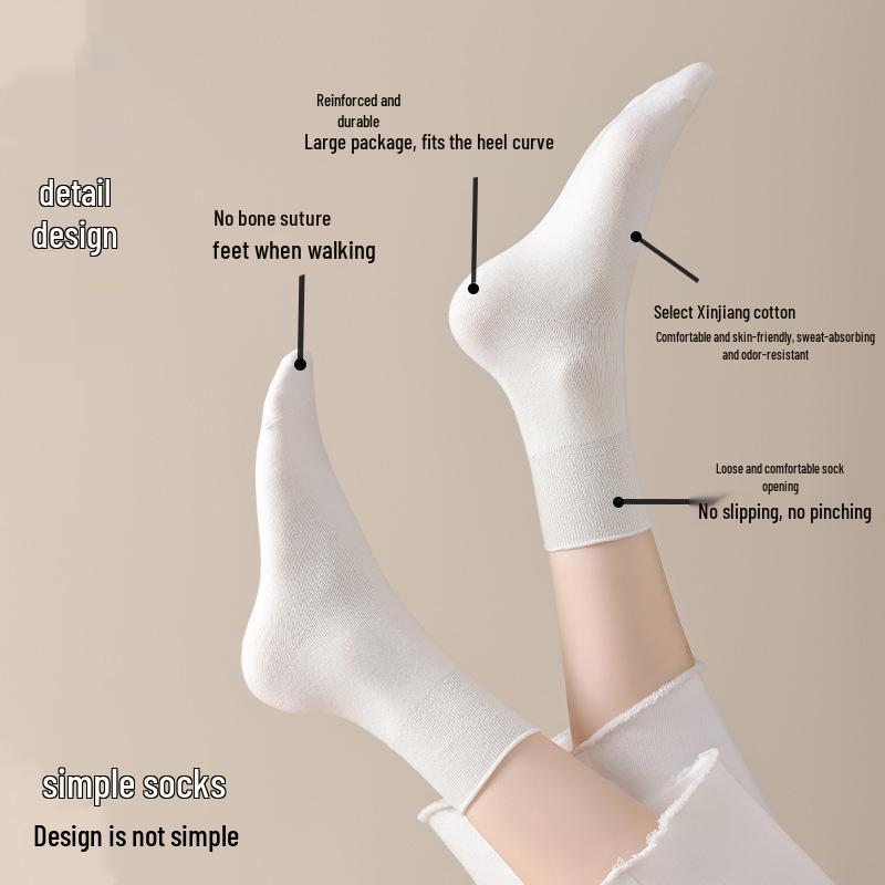 Zhuji Women's Antibacterial Mid-Calf Summer Socks - Breathable, Non-Binding, Early Autumn Style