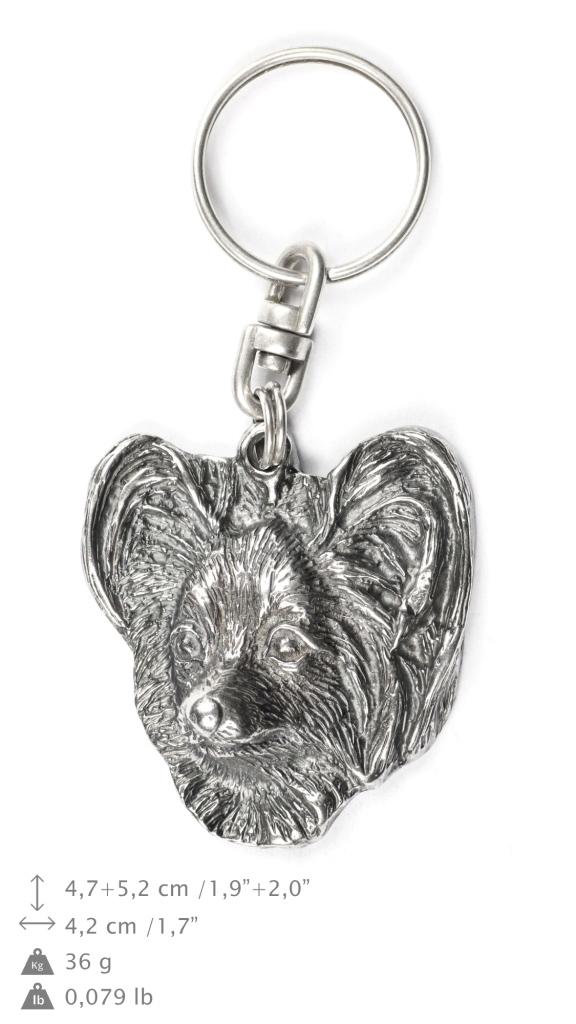 Papillon, Spaniel Kontynentalny - Posrebrzany Brelok Z Psem, Ozdoba Torebki, Zawieszka Do Plecaka Marki Art-Dog