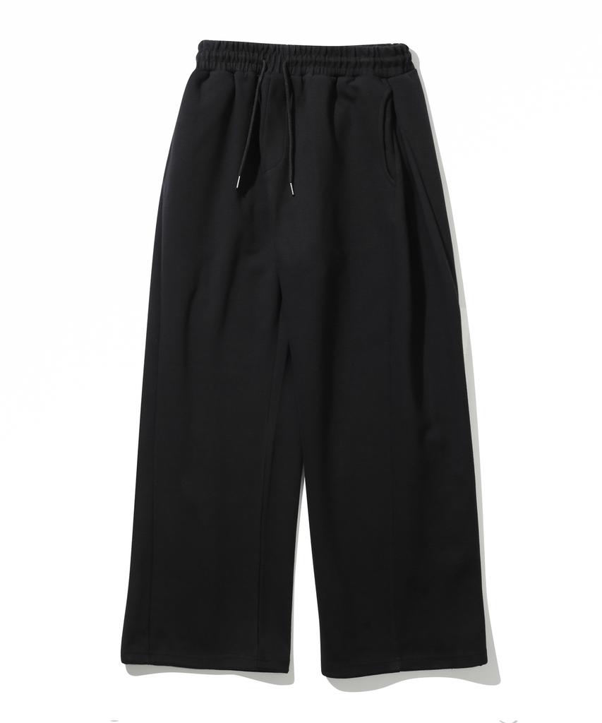 BASEMOMENT Side Tuck Wide Sweatpants Black