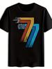 Retro Rock Band Graphic T-shirt - "7" Design with Guitar & Star Motifs
