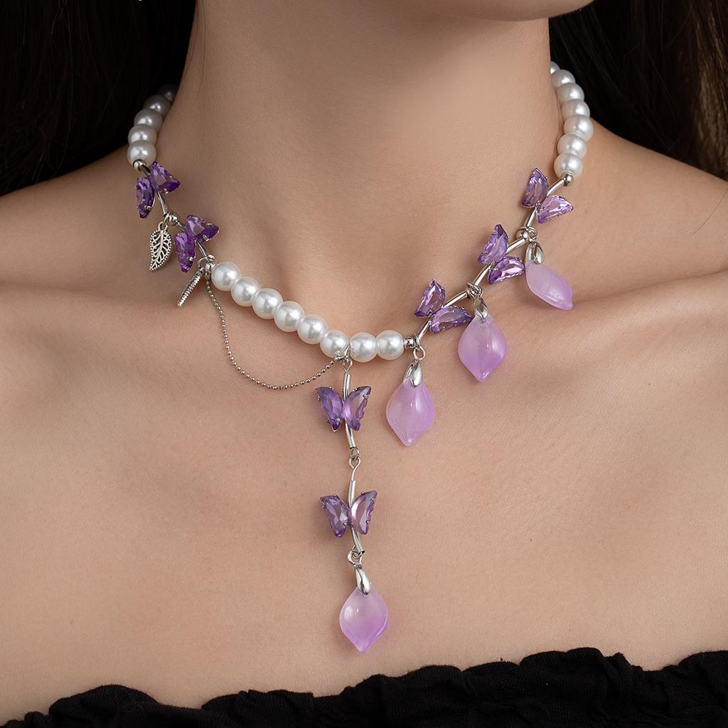 French Super Fairy Sweet Butterfly Tassel Premium Pearl Necklace Light Luxury Fairy Niche Design Necklace