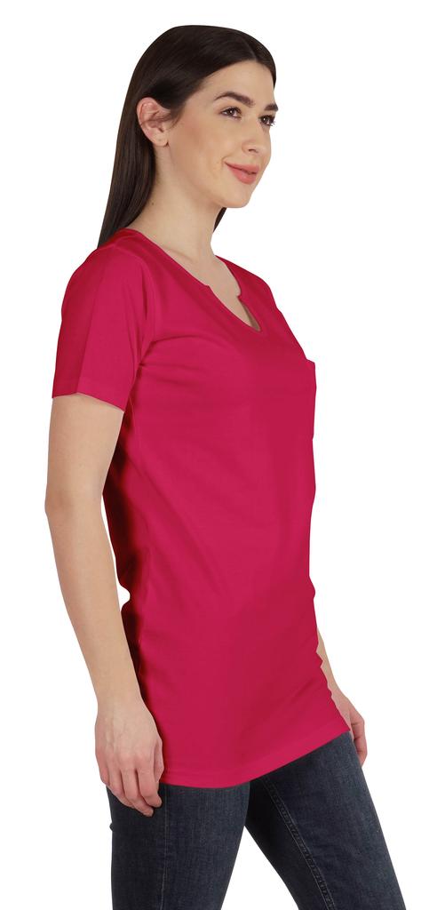 Inkmeso Long Length Notch Neck Top For Women Basic Cotton Tee Shirt w  Pocket Patch Legging