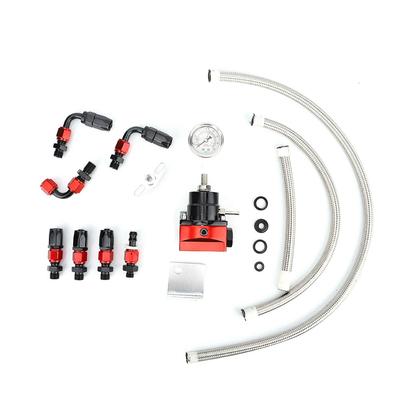 Kit Regulador de Presión de Combustible Negro Rojo Ajustable Universal para Coche Manómetro de Aceite 0 100psi