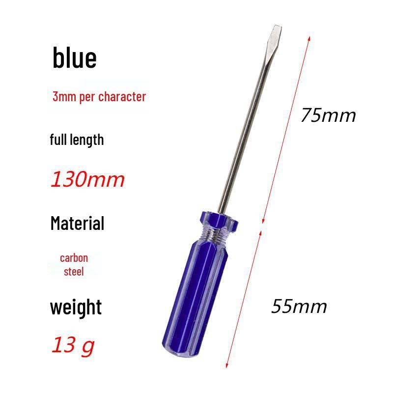 3mm Extended Phillips & Flathead Carbon Steel Screwdriver with Color Strip Handle - Super Hard Industrial Grade Household Tool