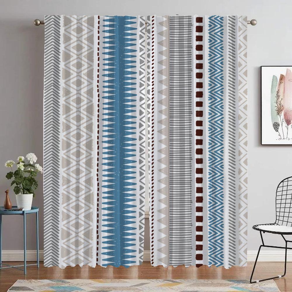 Bohemian Blackout Curtains for Living Room Anti-mosquito Curtains 2 Pieces Partition Window Curtain Shades Tulle for Bedroom