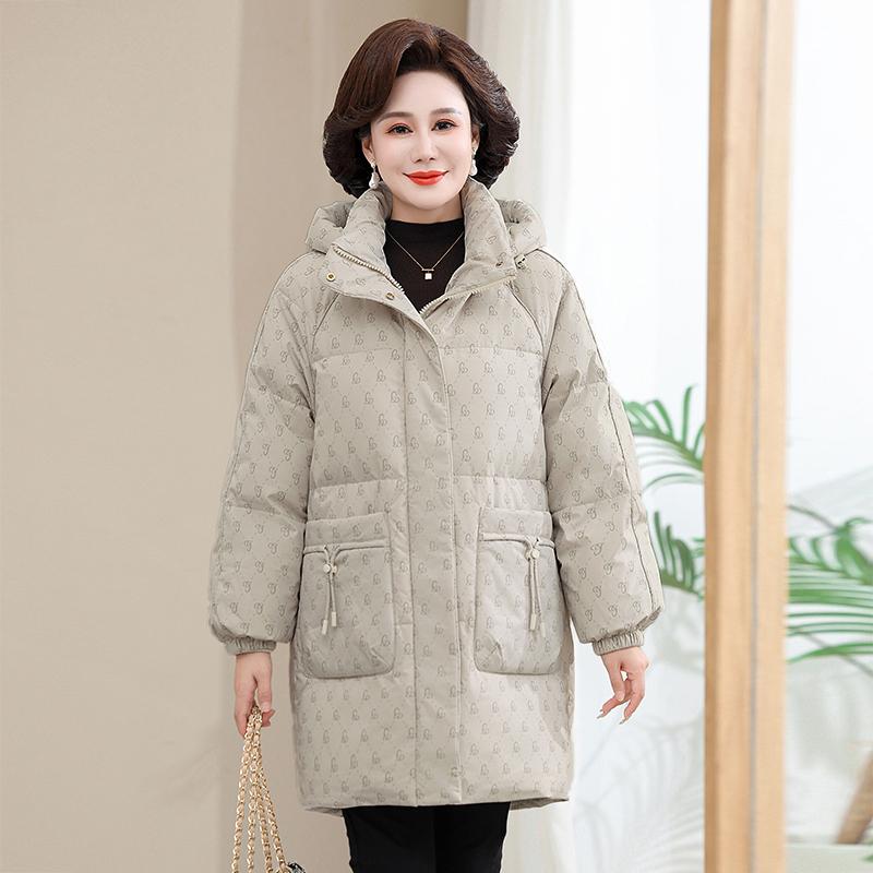 

Женский пуховик из натурального пуха: Национальный стандарт 90% пух белой утки, новый стиль, утолщенный для тепла, идеально подходит для женщин среднего и пожилого возраста. 2XL (116-130 lbs)