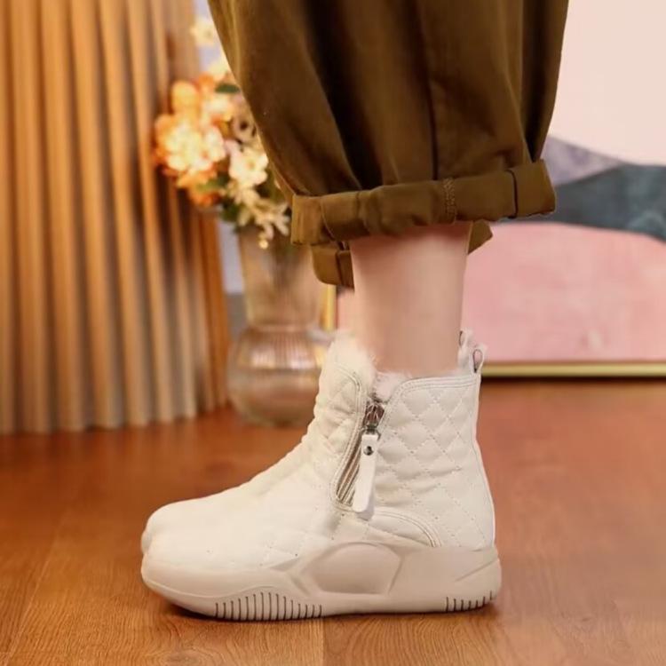 

женские зимние нескользящие ботинки на толстой подошве, теплые хлопковые ботинки с бархатной подкладкой, легкие повседневные короткие ботинки на подошве-маффин 40