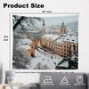 Winter Snow Tapestry  European Cityscape Wall Art Cozy Holiday Decor for Dorm Bedroom 180x230cm71x91in