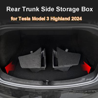 Tesla Model 3 Highland 2024 İç Aksesuarlar Arka Bagaj Saklama Düzenleyici Kutusu Kapaklı Su Geçirmez Model3 Çöp Kutusu