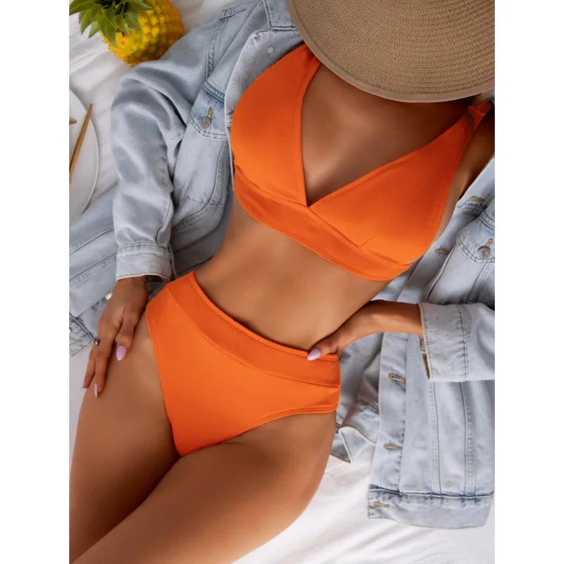 Sexy High-Waist Bikini Swimsuit 2025 New Independent Station Cross-Border Swimwear Separate Station Hot Sale Sensual Bikini Set