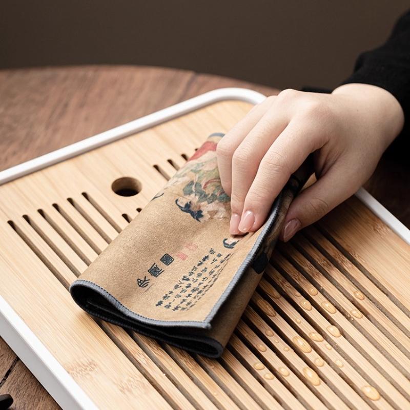 Chinese style national style thickened absorbent cotton lint tea towel tablecloth pot towel tea table thermal insulation pad