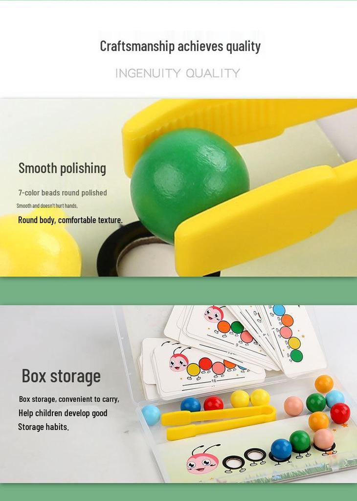 Montessori Bead Clamping & Color Recognition Caterpillar Toy for Early Education