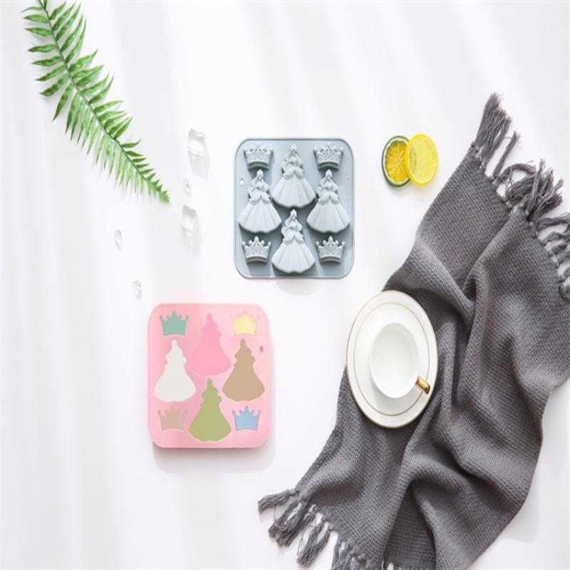 8-Hole 3D Princess Dress Crown Silicone Mold Diy Epoxy Resin Mold Ice Cube Mould Cake Decoration