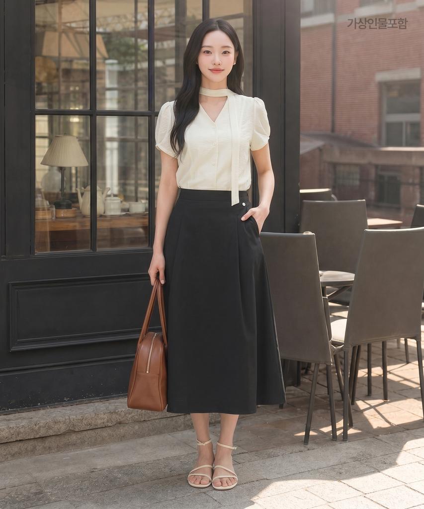 Roem Tuck Detail A-Line Long Skirt Rmwhg25R14