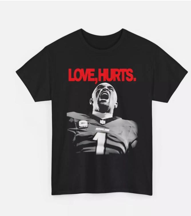 Love Hurts Jalen Hurts TShirt Unisex Size S  5XL Cotton Tshirt Short Sleeve Unisex T-Shirt S
