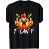 European Sizes Men'S Humorous F-Caw-F Angry Chicken Graphic Tee - Short Sleeve Crew Neck Casual Shirt Featuring Cartoon Rooster Design