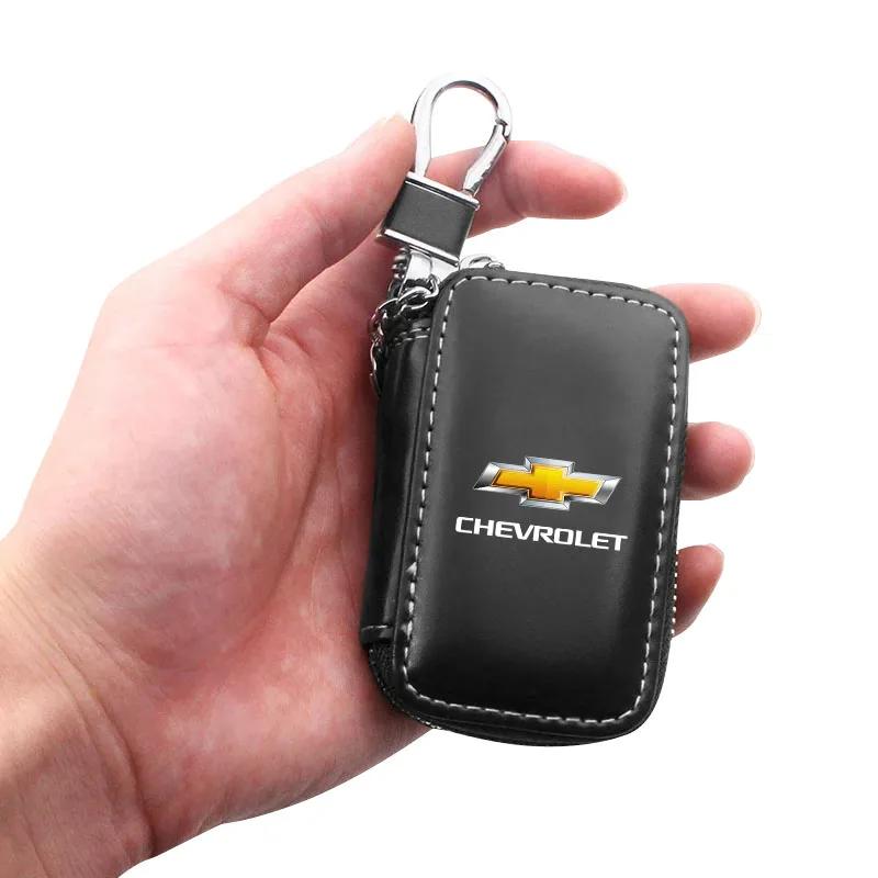 Leather Car Key Holder Car Keychain Bag Organizer Car Key Case for Chevrolet Cruze Equinox Sail Aveo Captiva Trax Car Stickers LB5