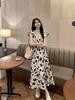 2024 Summer Travel Floral Dress - Elegant, Slim Waist Design with Sweet Ruffled Sleeves