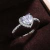 Peach Heart Ring Ladies, Love Shaped Zircon Diamond Set Copper Silver Plated Fashion Jewelry