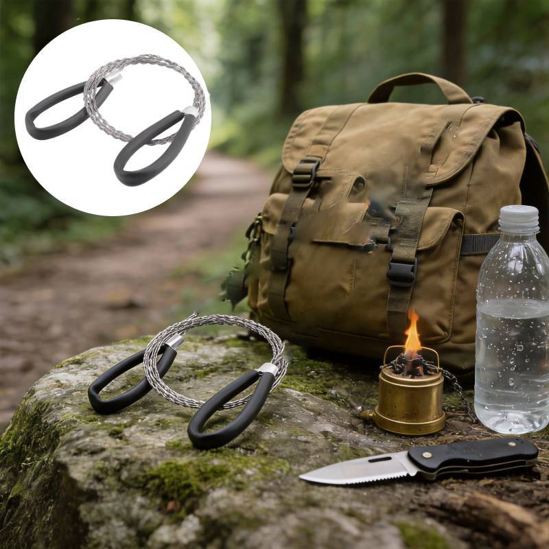 Outdoor Stainless Steel Ring Pull Wire Saw With 360 Degree Rotation For Camping And Survival