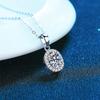Moissanite Pendant Necklace: Sterling Silver s925, White Gold Plated, Pigeon Egg Shape, D Color, Simple Design for Women.