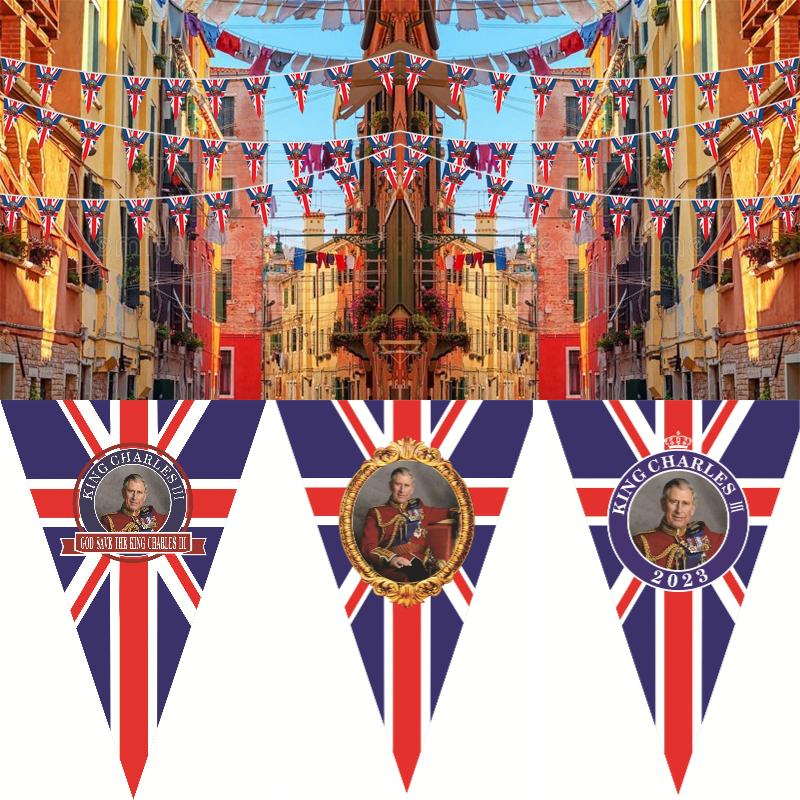 Charles King Iii Flag Banner Uk Coronation Ceremony Party Supplies Decoration
