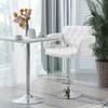 PU Leather Upholstered Swivel Bar Stool, Height Adjustable with Back, Armrest, Footrest, White