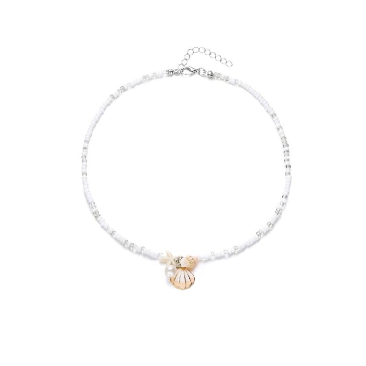 Elegant Beaded Necklace Shell Pendant Necklace Women Neck Jewelry Alloy Texture Beaded Necklace Suitable for Daily Wear