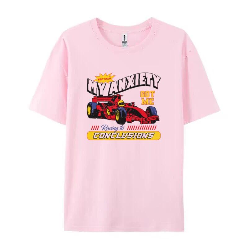 Angstlustiges Meme T-Shirt Damen Unisex Übergroß Vintage Ästhetik Rennwagen Grafik T-Shirts Unisextal Gesundheit T-Shirt Humor Oberteile Geschenk