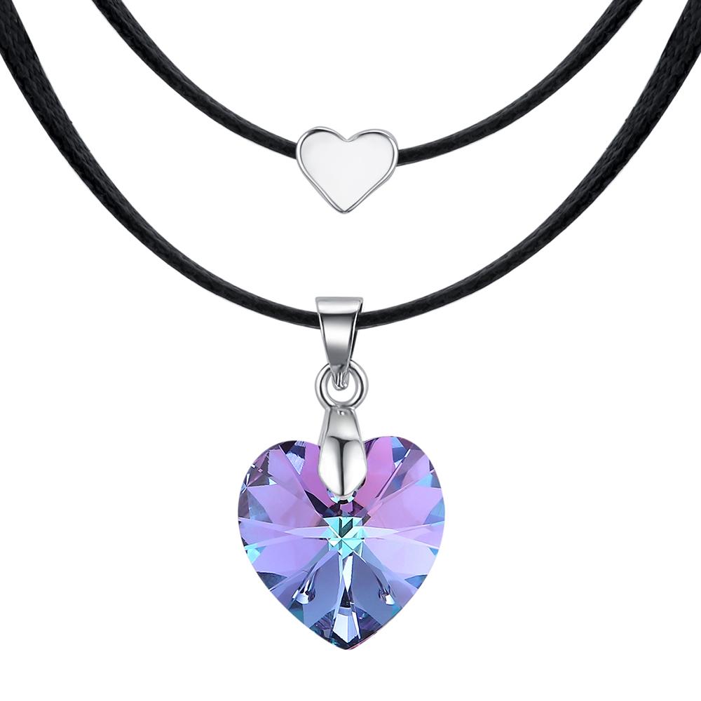 Vintage Original Heart Crystals From Austria Choker Necklaces For Women Double Rope Chain Statement Necklaces Wedding Jewelry