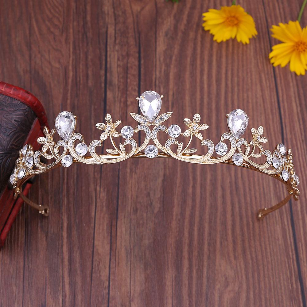 Gold Color Crystal Rhinestone Crown and Tiara Wedding Hair Jewelry Accessories for Women Bridal Tiaras Headpiece Girls Headbands