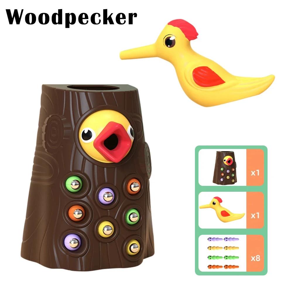 

Детские деревянные игрушки Монтессори, магнитный дятел, ловля червей, кормление, рыбалка, игровой набор, развивающие игрушки для детей, подарок на день рождения