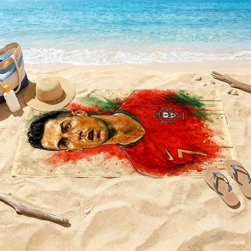 Cristiano Ronaldo Beach Towel Super Soft Microfiber Quickdry Fabric Comfortable Lightweight