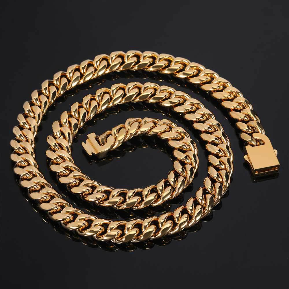 Trendige Cuban Link Kette & Armband aus Edelstahl mit glattem Verschluss