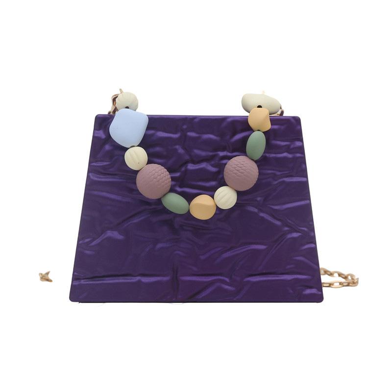 Acrylic bag women's 2025 new European and American fashion ice crack shoulder bag small fragrant wind beaded portable box bag